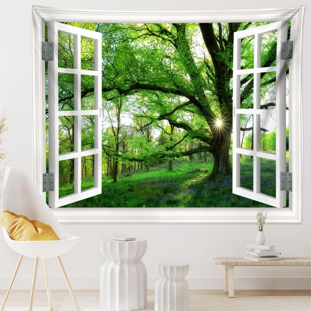 Tapisserie paysage jungle xxl forêt toile fenêtre Maison - Accessoires et Décorations Naty Shop