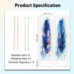Tapisserie pligreat pack tapis plumes bleu mur vertical Maison - Accessoires et Décorations Naty Shop
