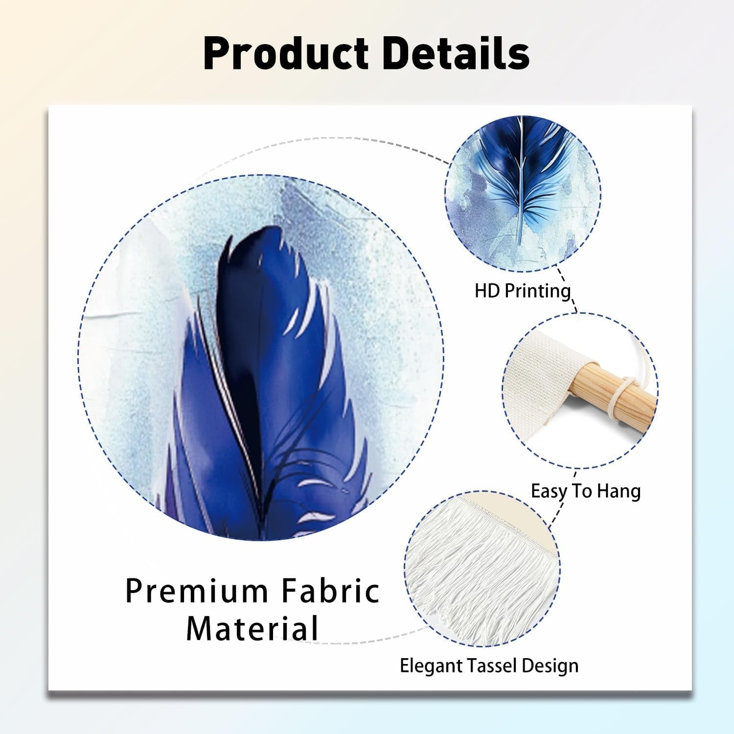 Tapisserie pligreat pack tapis plumes bleu mur vertical Maison - Accessoires et Décorations Naty Shop