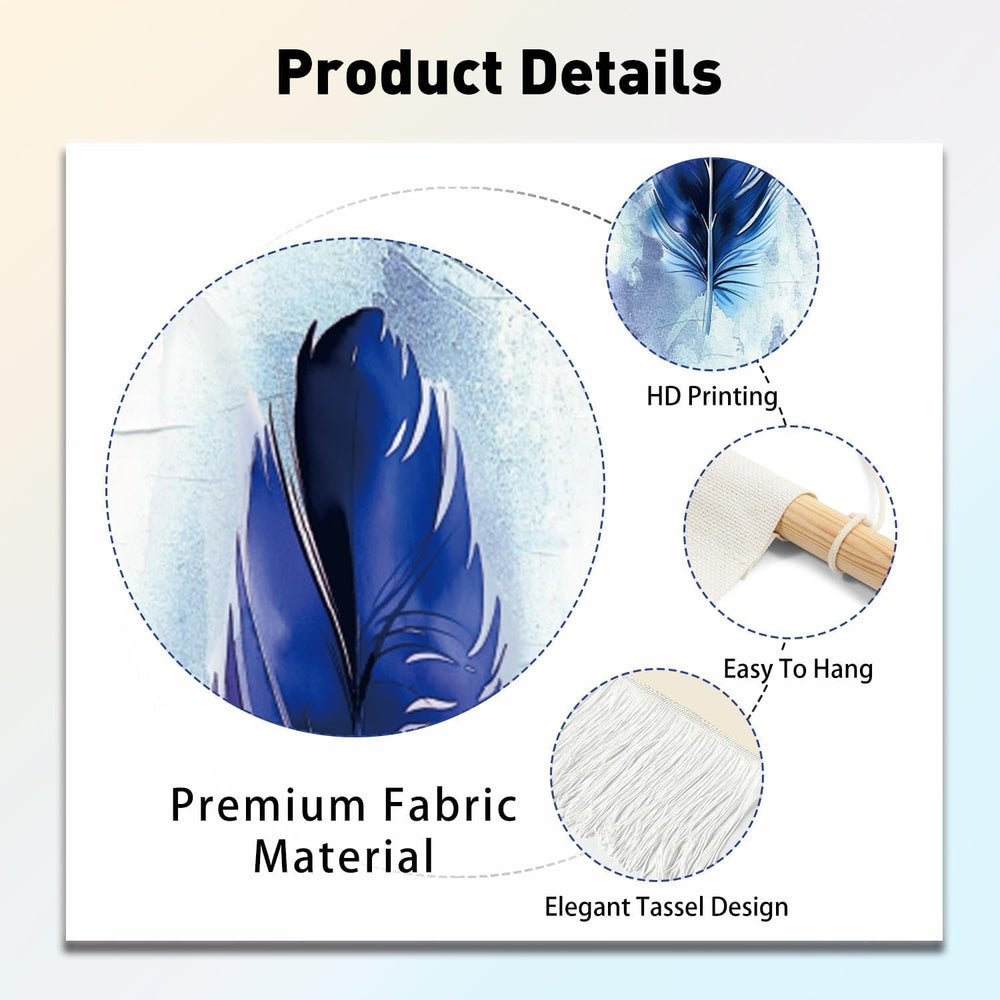 Tapisserie pligreat pack tapis plumes bleu mur vertical Maison - Accessoires et Décorations Naty Shop