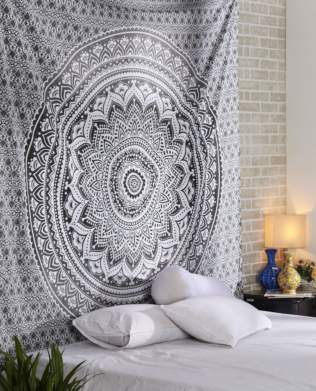 Tapisserie rajrang mandala coton grand vert Accueil - Accessoires et Décorations Naty Shop Gris 229L X 213B Cm
