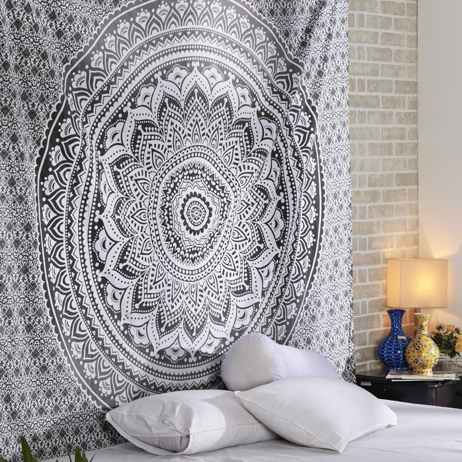 Tapisserie rajrang mandala coton grand vert Accueil - Accessoires et Décorations Naty Shop Gris 76,2L X 101,6B Cm