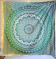 Tapisserie rajrang mandala coton grand vert Accueil - Accessoires et Décoration Naty Shop