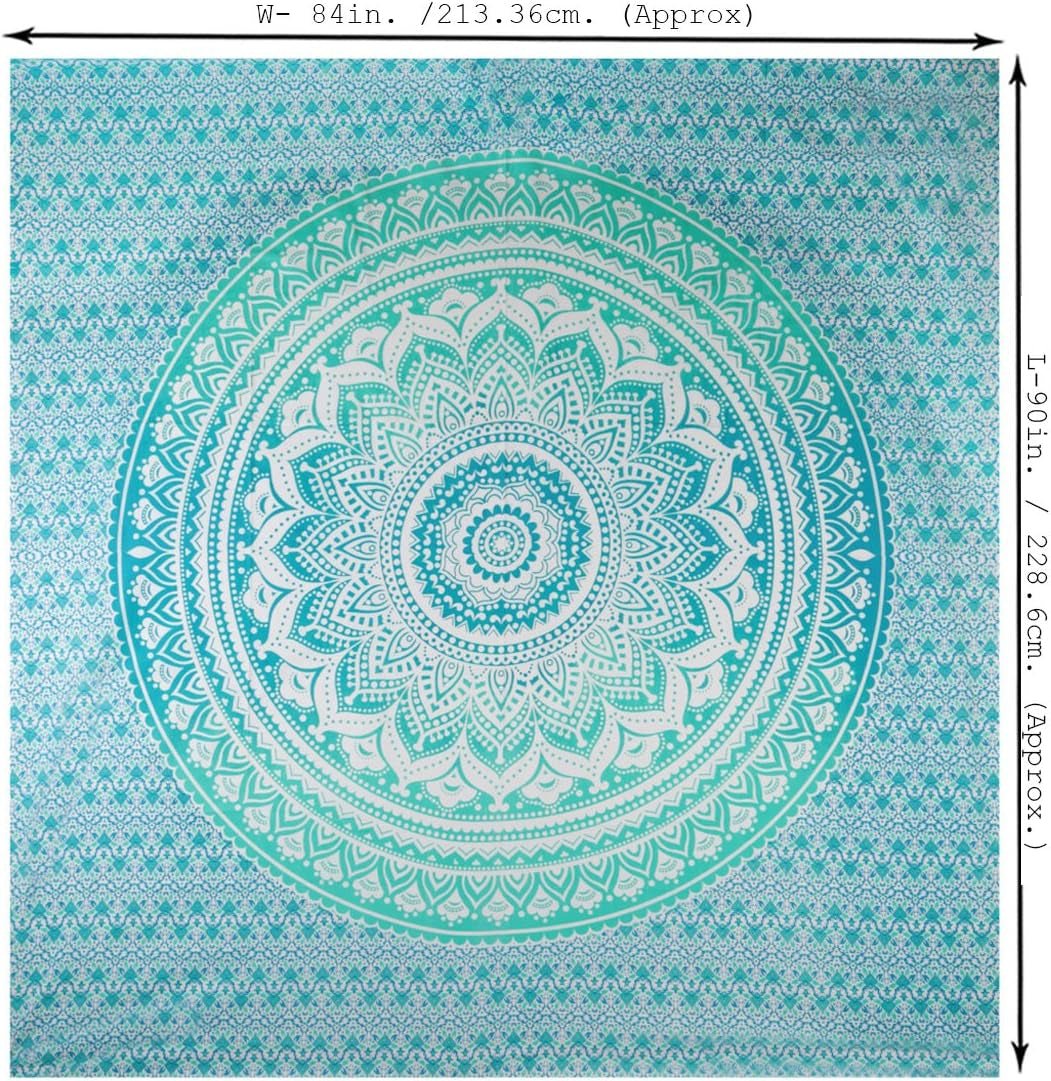 Tapisserie rajrang mandala coton grand vert Accueil - Accessoires et Décoration Naty Shop