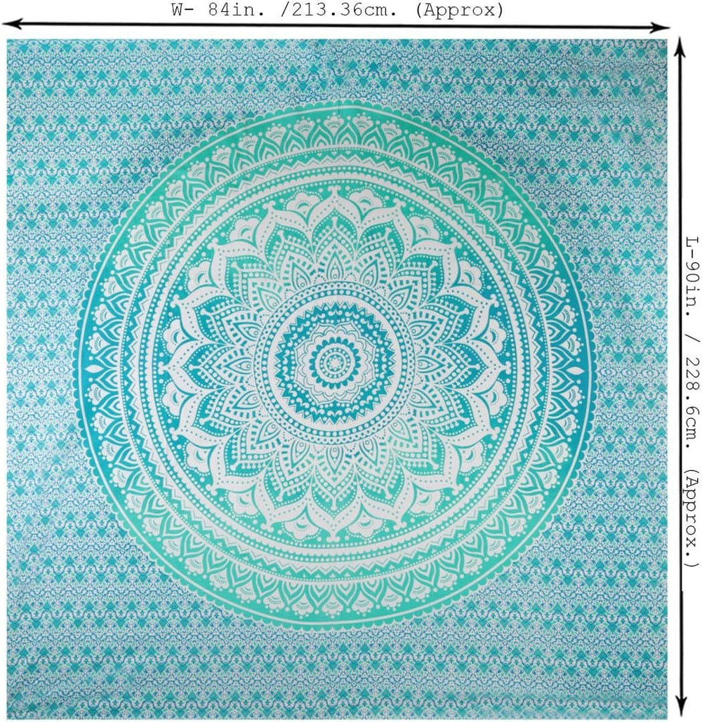 Tapisserie rajrang mandala coton grand vert Accueil - Accessoires et Décoration Naty Shop