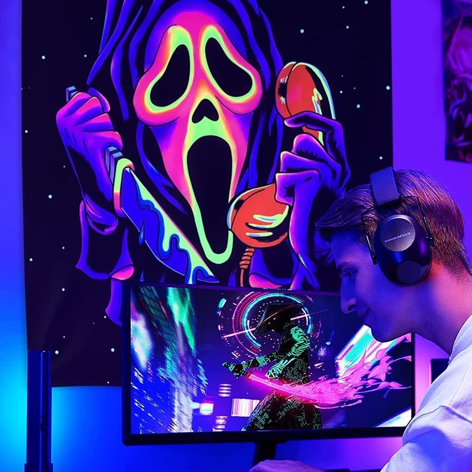 Tapiserie tapiterie fata groaza blacklight fantome reactiva Casa - Accesorii si Decoratiuni Naty Shop