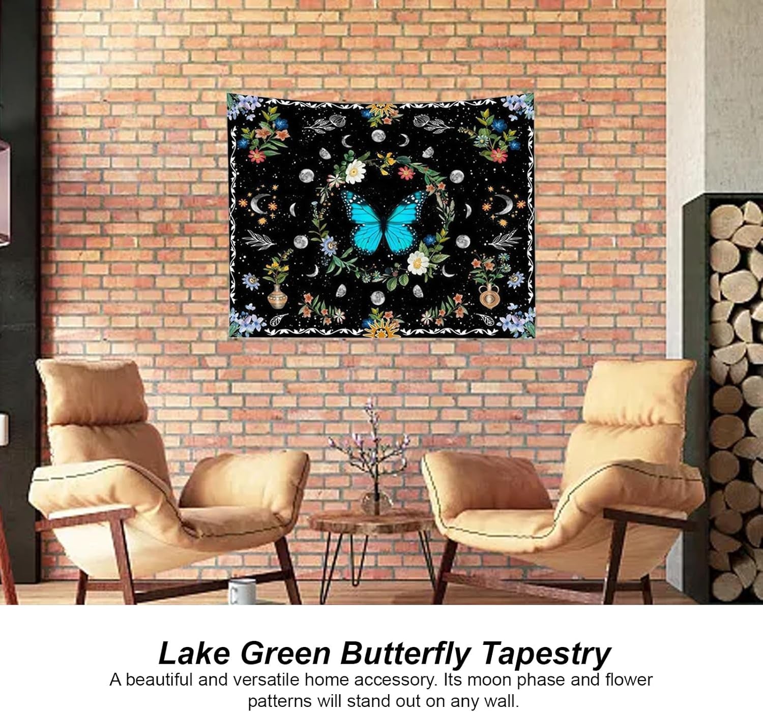 Tapisserie tapisserie papillons verts tissu brossé Accueil - Accessoires et Décorations Naty Shop