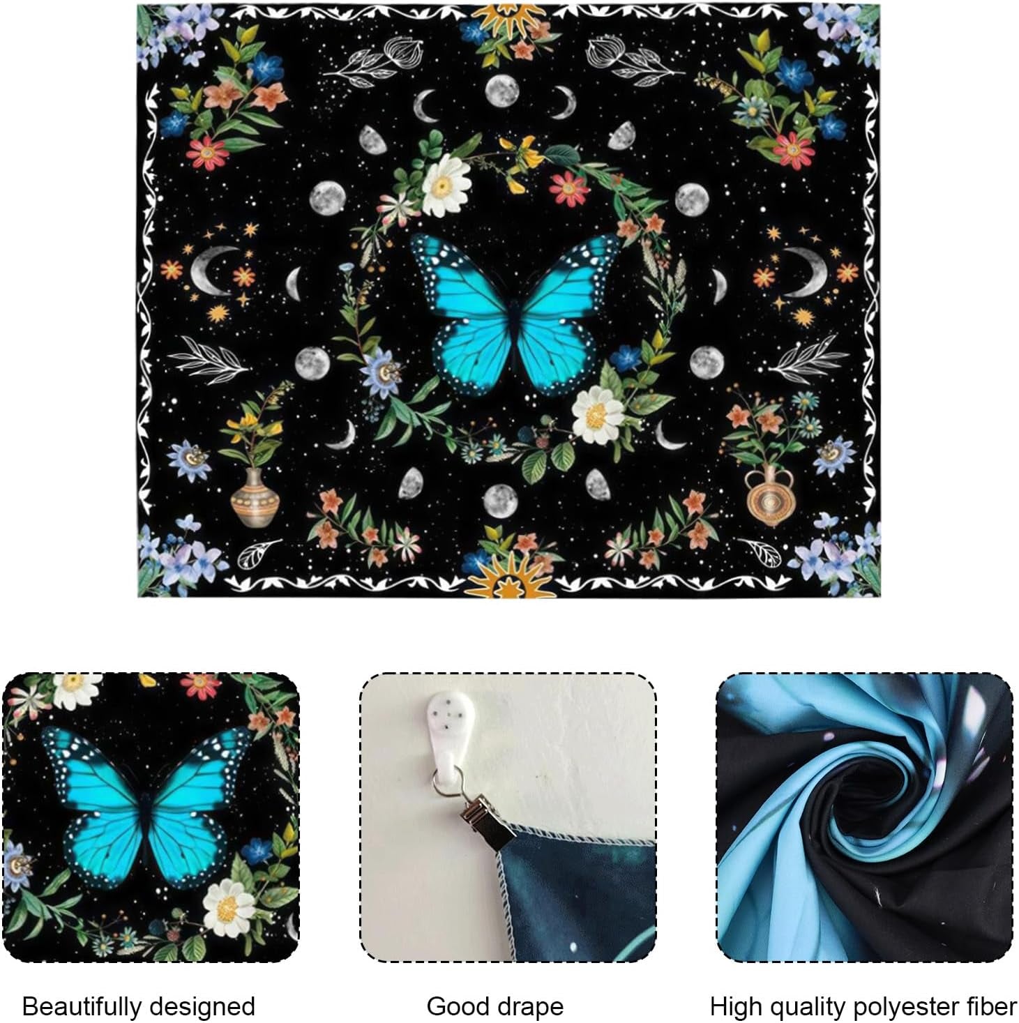 Tapisserie tapisserie papillons verts tissu brossé Accueil - Accessoires et Décorations Naty Shop