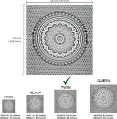 Tapisserie tapisserie mandala gris noir tissu mural Maison - Accessoires et Décorations Naty Shop