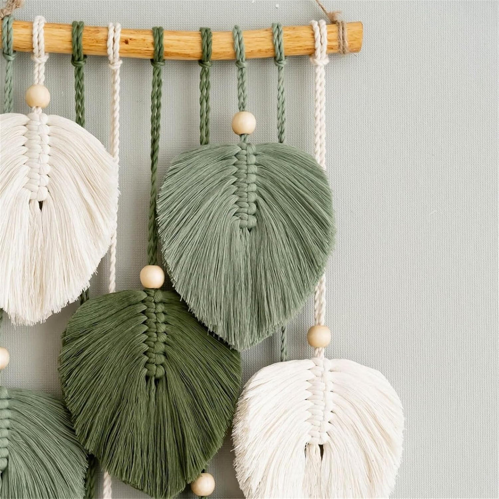 Tapiserie tapiterie margele lemn frunze verzi manuala Casa - Accesorii si Decoratiuni Naty Shop