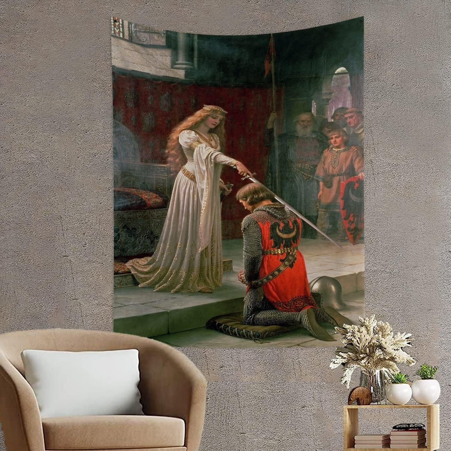 Tapisserie yongfoto chevalier peinture à l'huile médiévale Angleterre Maison - Accessoires et Décorations Naty Shop