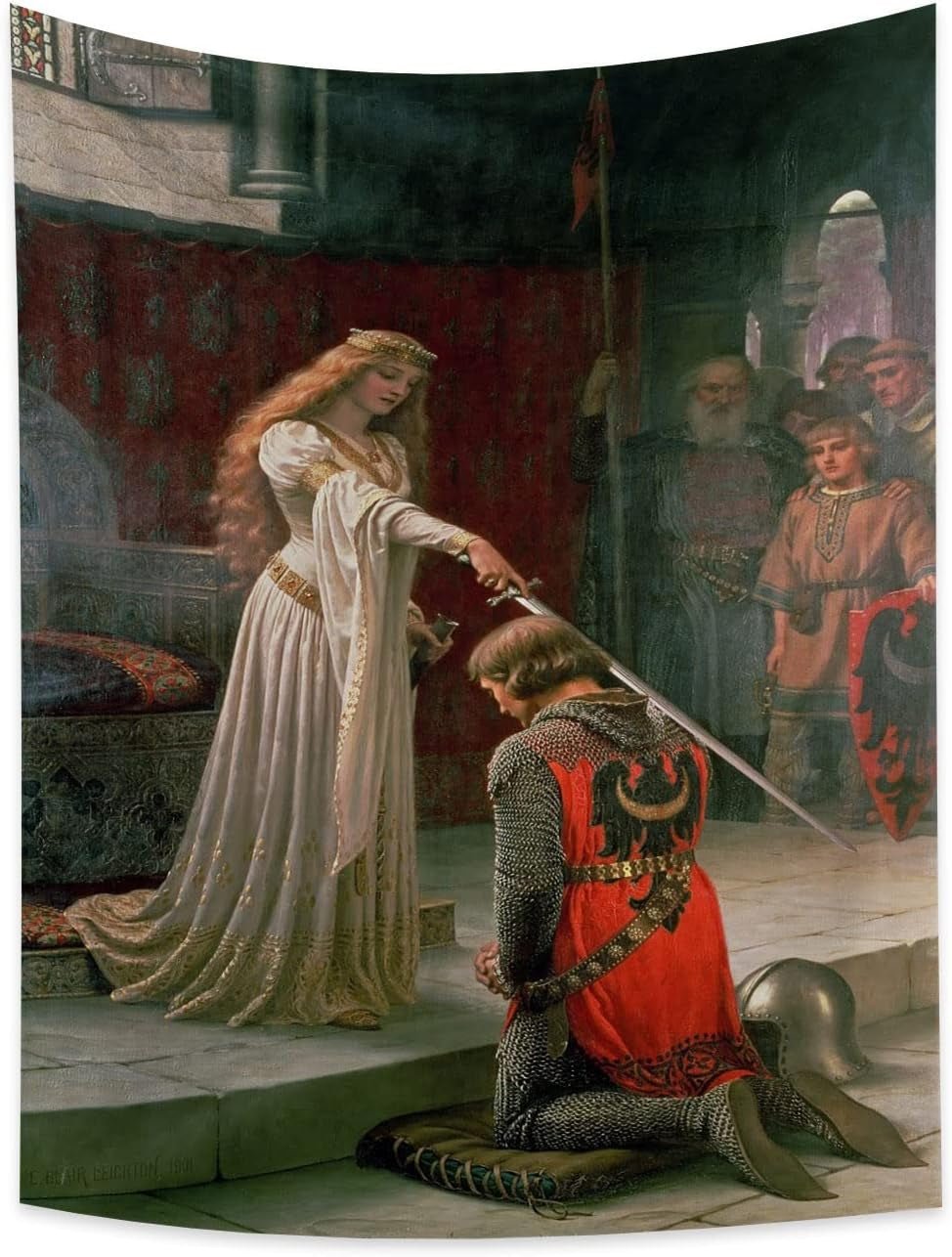 Tapisserie yongfoto chevalier peinture à l'huile médiévale Angleterre Maison - Accessoires et Décorations Naty Shop