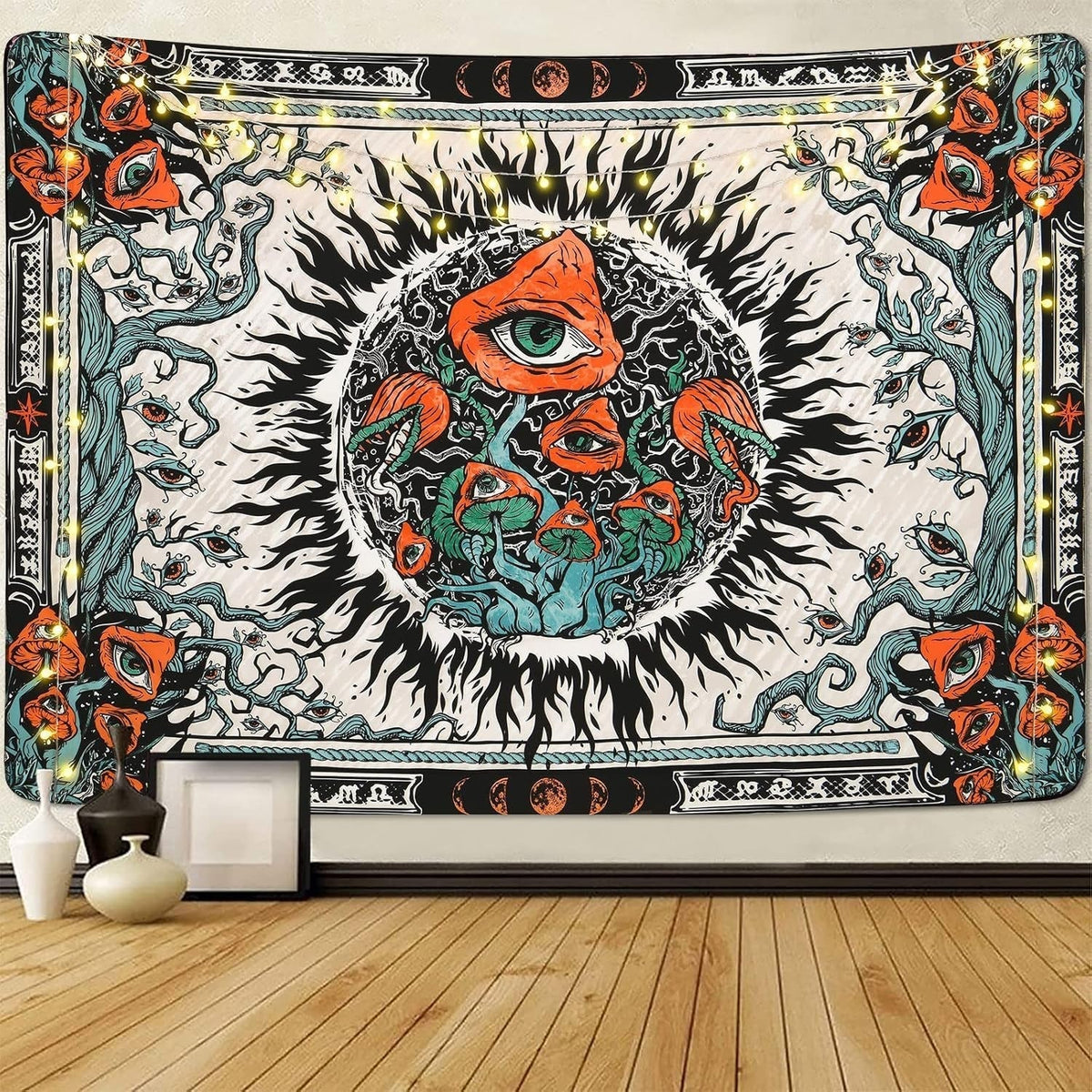 Tapisserie yrendenge champignons coup de soleil toile yeux hippie Maison - Accessoires et Décorations Naty Shop Multi 150X130Cm