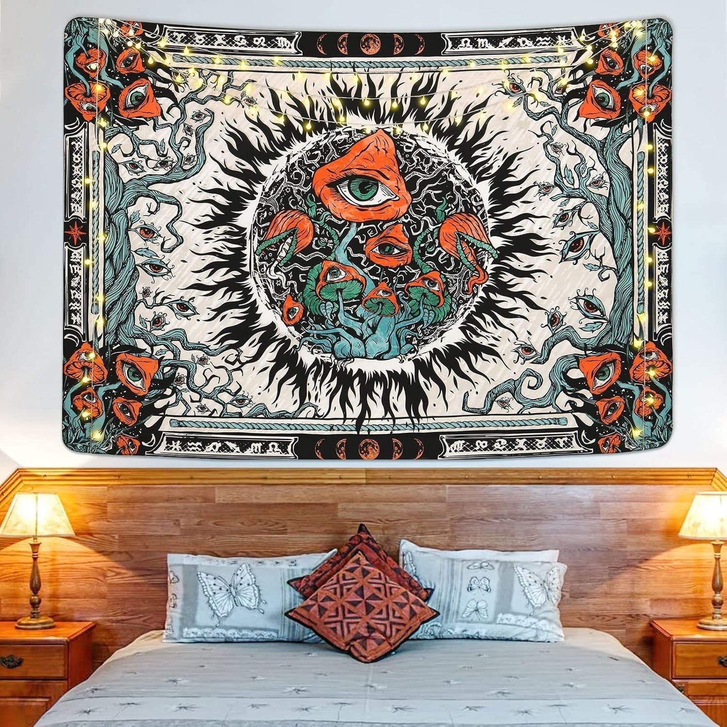 Tapisserie yrendenge champignons coup de soleil toile hippie yeux Maison - Accessoires et Décorations Naty Shop