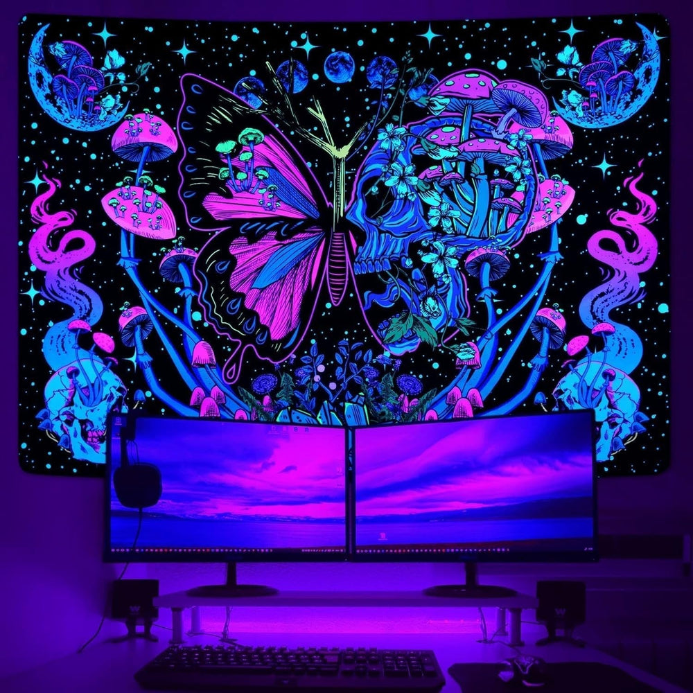 Tapiserie yrendenge tapiterie fluorescenta fluturi faza Casa - Accesorii si Decoratiuni Naty Shop