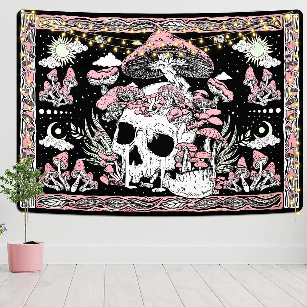 Tapisserie yugarlibi crâne rose champignons squelette Accueil - Accessoires et Décoration Naty Shop