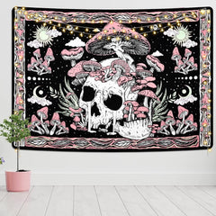 Tapisserie yugarlibi crâne rose champignons squelette Accueil - Accessoires et Décoration Naty Shop