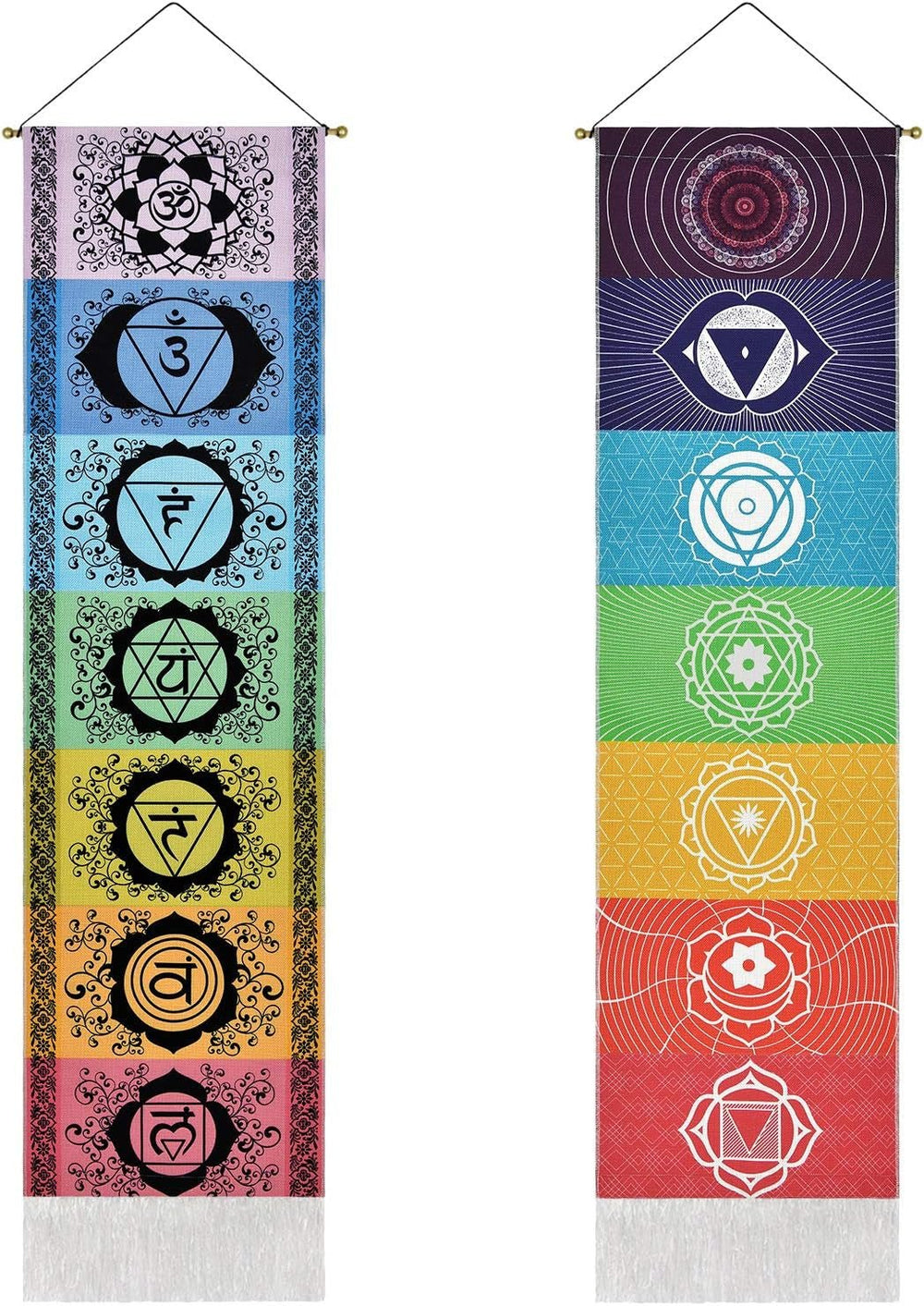 Yugarlibi tapisserie ensemble de pendentifs chakra méditation yoga trippy Accueil - Accessoires et Décorations Naty Shop Chakra blanc et noir 130X32.5Cm