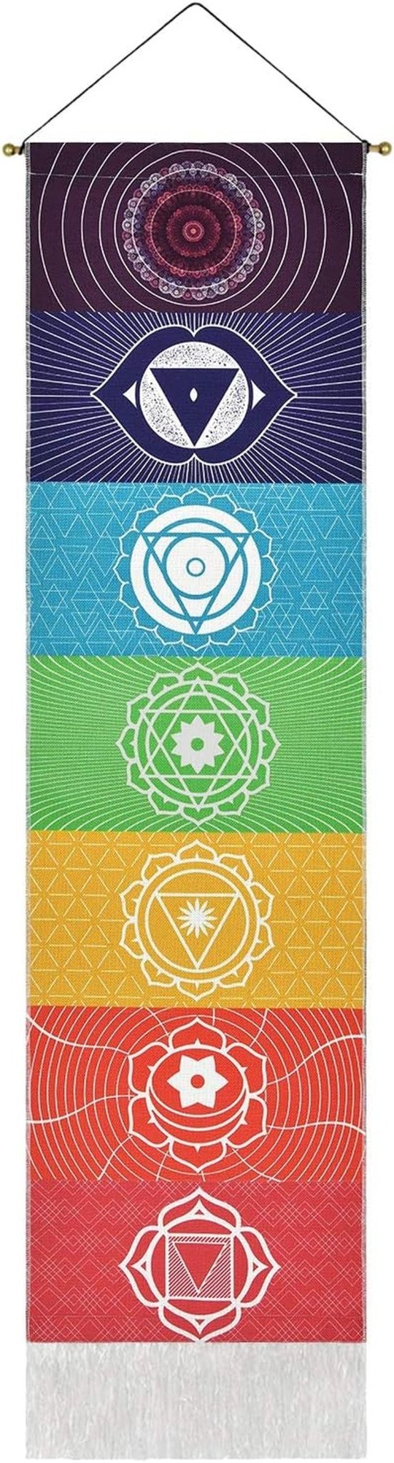 Yugarlibi tapisserie ensemble de pendentifs chakra méditation yoga trippy Accueil - Accessoires et Décorations Naty Shop Chakra blanc 130L X 32,5B Cm