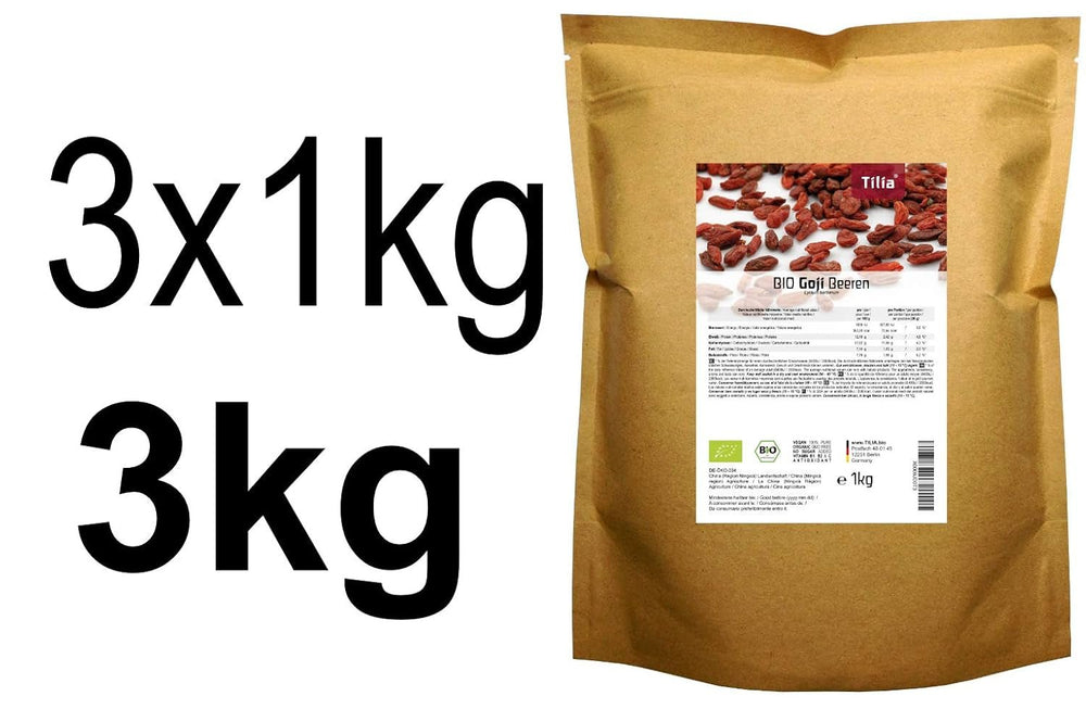Tilia BIO Baies de Goji 1 kg Naty Shop produits déshydratés 1 kg (paquet de 3)