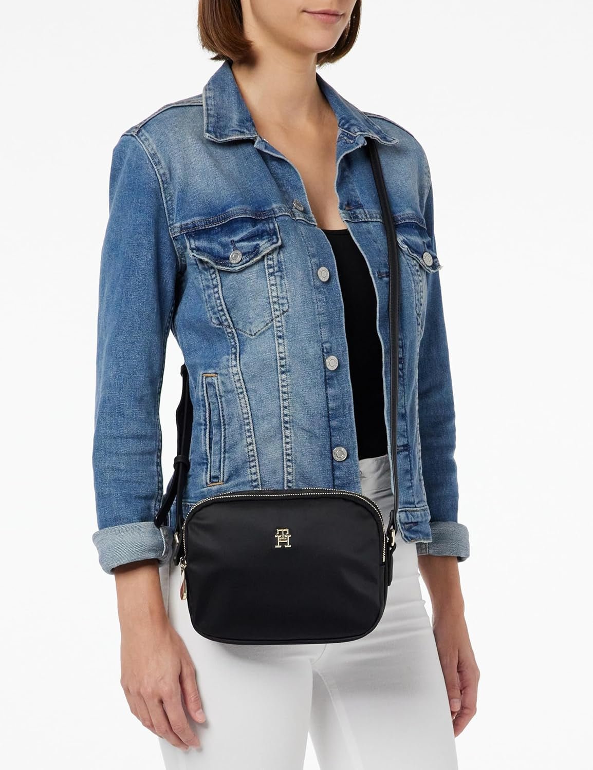 Tommy Hilfiger POPPY TH CROSSOVER Crossovers Femme, Noir (Noir), OS Sacs Femme Naty Shop