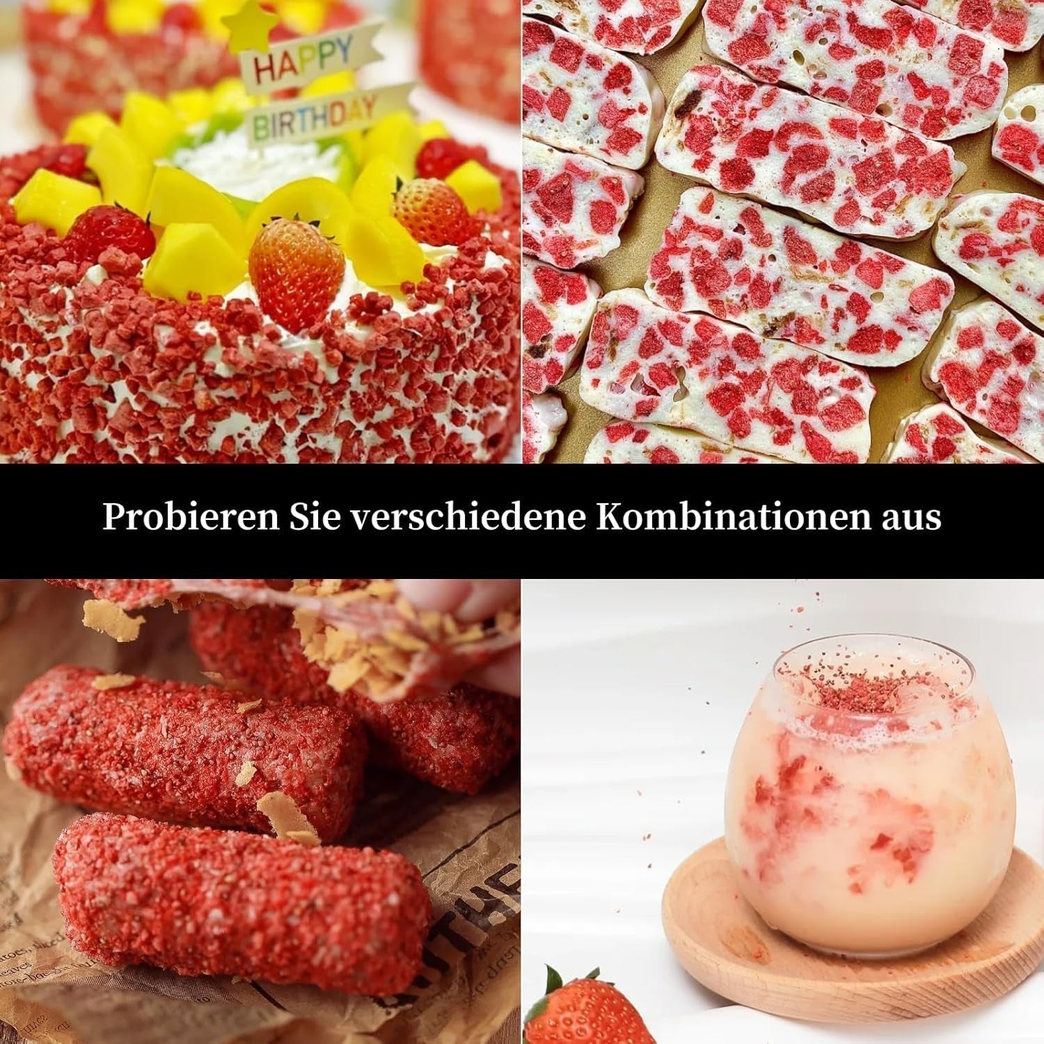 Fraises lyophilisées ULTHMOK 180 g - sans additifs, fraises concassées en boîtes pratiques Produits déshydratés Naty Shop