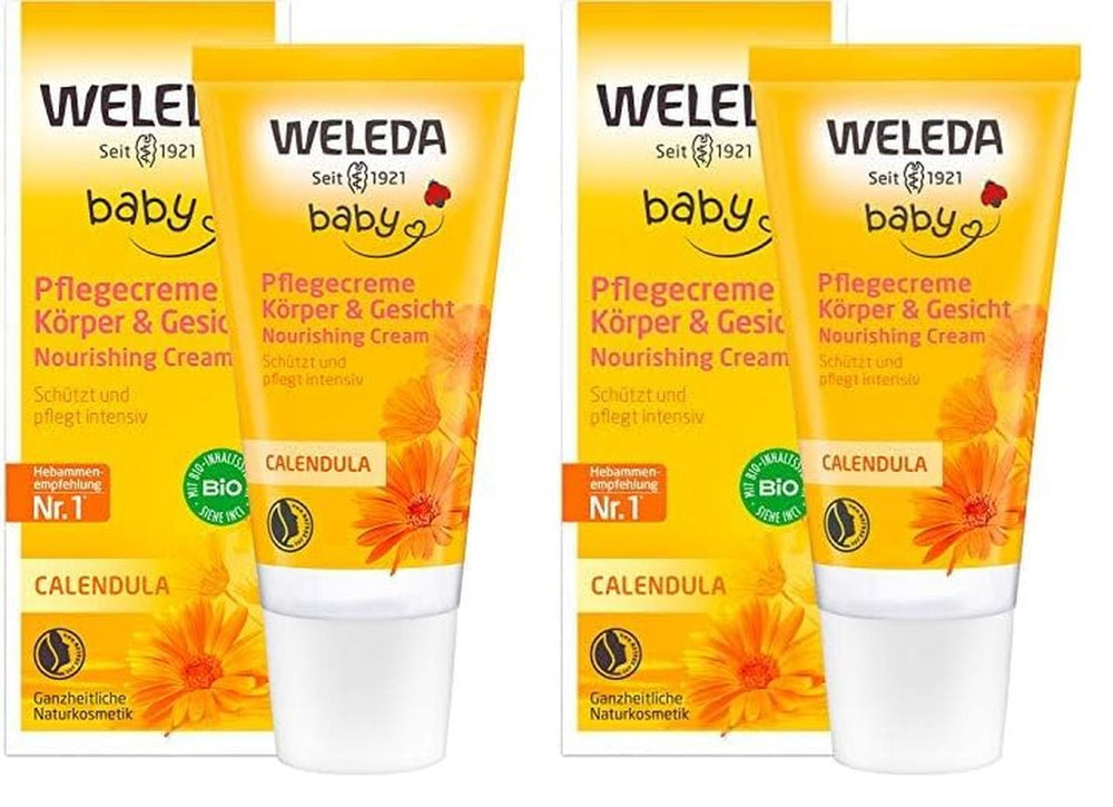 WELEDA Organic Baby Calendula Care Cream Body & Face 30ml - Cremă de față / cremă de piele pentru cosmetice naturale cu ulei de susan și lanolină pentru îngrijirea pielii uscate. Cremă hidratantă de îngrijire pentru bebeluși și copii Copii - Baie si Skincare Naty Shop Titlu implicit