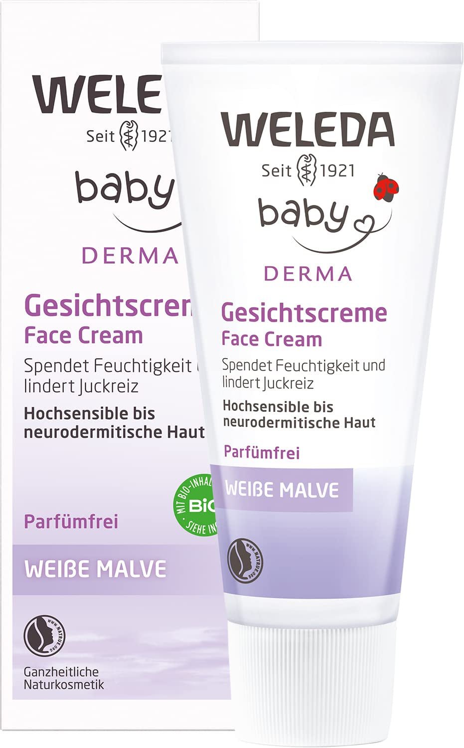 WELEDA Crème Visage Bio Baby Derma Mauve Blanche, crème hydratante pour peaux très sensibles et névrodermites, cosmétique naturelle pour soins intensifs et soulagement des démangeaisons (1 x 50 ml) Enfant - Bains et Soin Naty Shop