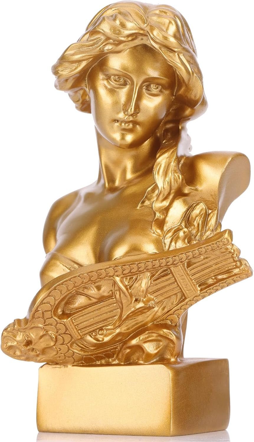 XMGZQ Statue d'Aphrodite Blanche Sculpture, Statue de Buste de Mythologie Grecque en Résine, pour Décoration de Chambre Coquette, Décoration de Chambre Dark Academia, Étagères, Cloison, Statuettes et Sculptures de Centre de Table Basse Naty Shop Or