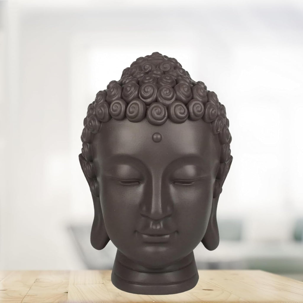 Zen'Light - Statuetă cu cap de Buddha - Decorațiune pentru Zen, meditație și feng shui - Cadou pentru o atmosferă relaxantă și spirituală - Statuetă de Buddha - Înălțime: 20 cm - Culoare: verde/maro Statuete si sculpturi Naty Shop