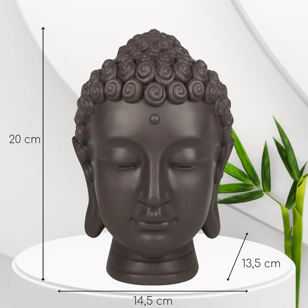Zen'Light - Statuetă cu cap de Buddha - Decorațiune pentru Zen, meditație și feng shui - Cadou pentru o atmosferă relaxantă și spirituală - Statuetă de Buddha - Înălțime: 20 cm - Culoare: verde/maro Statuete si sculpturi Naty Shop